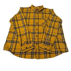 Original Use Mens Flannel Shirt Yellow Plaid‎ Long Sleeve Button Down XXL - 2XL